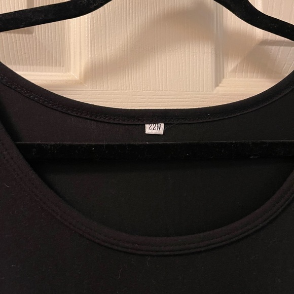 EUC AUSELILY Plus Size 22 Swing Dress Pockets Knee Length black pink rose print - Picture 7 of 7